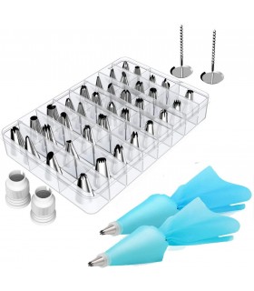 Шприц за декорация с метални накрайници, комплект от 42 части