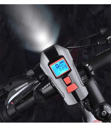 3в1 USB презареждаем, акумулаторен, компютър, фар за колело с клаксон, километраж и светлини за велосипед