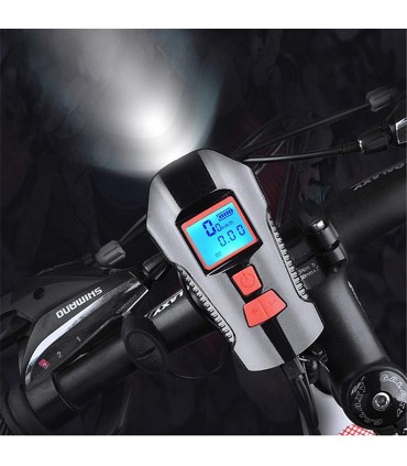 3в1 USB презареждаем, акумулаторен, компютър, фар за колело с клаксон, километраж и светлини за велосипед