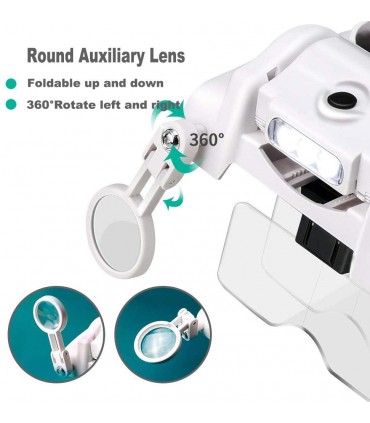 Увеличителна лупа за глава с лед осветление тип очила за четене шиене