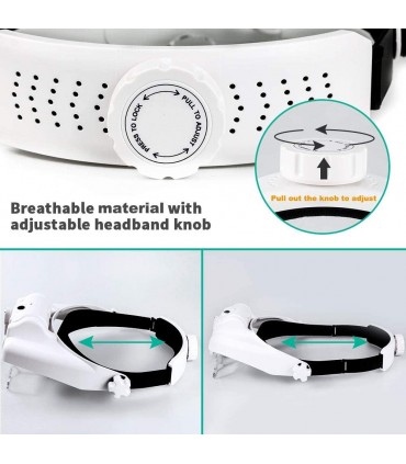 Увеличителна лупа за глава с лед осветление тип очила за четене шиене