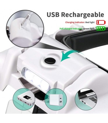 Увеличителна лупа за глава с лед осветление тип очила за четене шиене