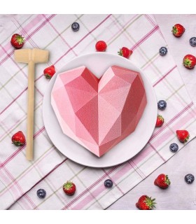 3D Голямо релефно сърце, диамантено, силиконов молд форма за кекс, торта