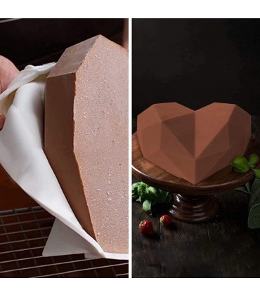 3D Голямо релефно сърце, диамантено, силиконов молд форма за кекс, торта