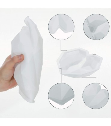 3D Голямо релефно сърце, диамантено, силиконов молд форма за кекс, торта