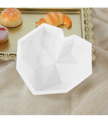 3D Голямо релефно сърце, диамантено, силиконов молд форма за кекс, торта