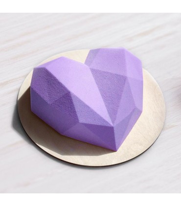 3D Голямо релефно сърце, диамантено, силиконов молд форма за кекс, торта