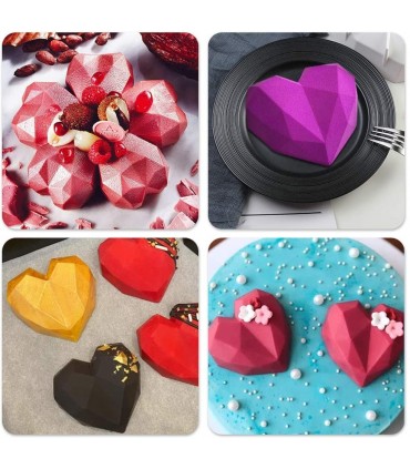 Силиконова форма за 8 бр. Диамантени сърца