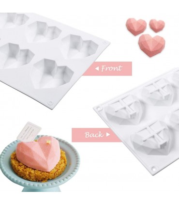 Силиконова форма за 8 бр. Диамантени сърца
