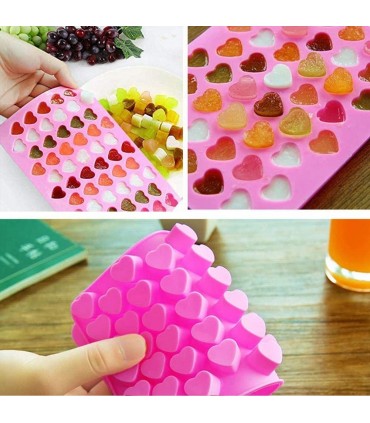 Силиконова форма за шоколадови бонбони и лед, 55 мини сърца