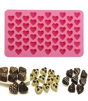 Силиконова форма за шоколадови бонбони и лед, 55 мини сърца