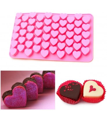 Силиконова форма за шоколадови бонбони и лед, 55 мини сърца