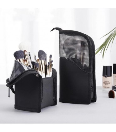 Козметичен несесер за пътуване, поставка за четки за грим и козметика с цип