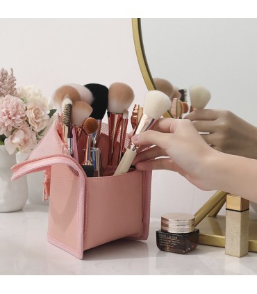Козметичен несесер за пътуване, поставка за четки за грим и козметика с цип