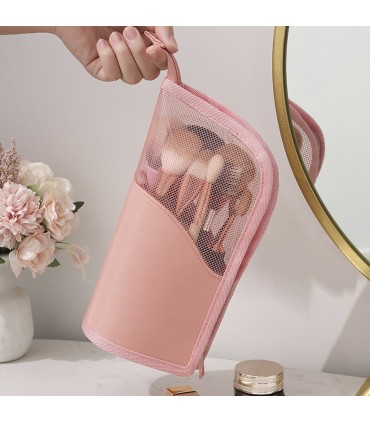 Козметичен несесер за пътуване, поставка за четки за грим и козметика с цип