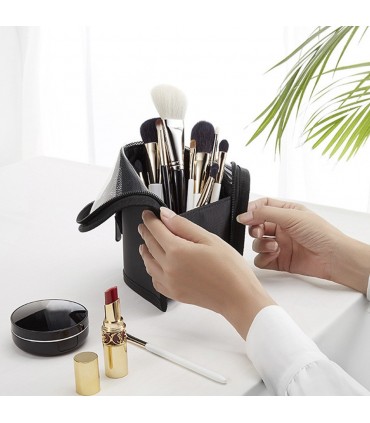 Козметичен несесер за пътуване, поставка за четки за грим и козметика с цип