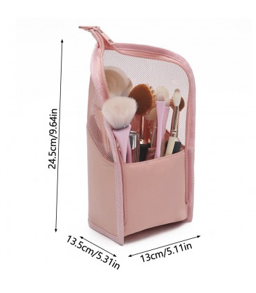 Козметичен несесер за пътуване, поставка за четки за грим и козметика с цип