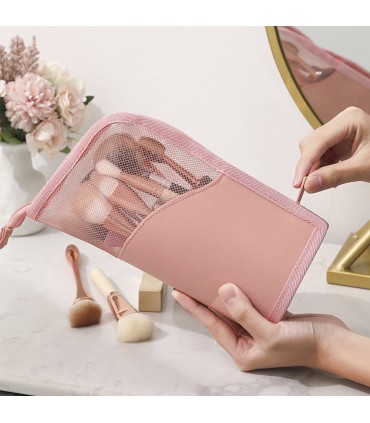 Козметичен несесер за пътуване, поставка за четки за грим и козметика с цип