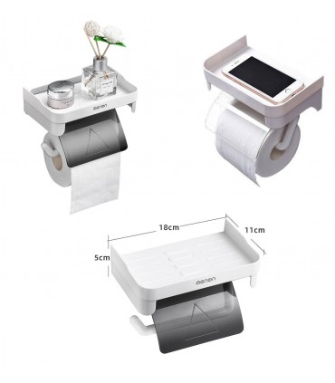 Поставка за тоалетна хартия с рафт за телефон