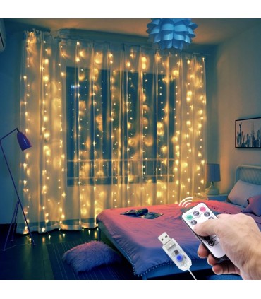 Светеща LED завеса с 200 или 300 лампички за Коледа