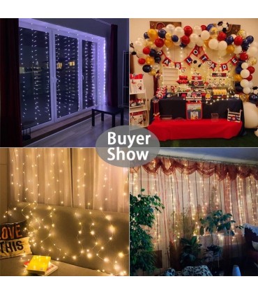 Светеща LED завеса с 200 или 300 лампички за Коледа