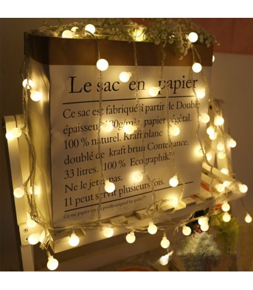 LED лампички за декорация с топки, 10метра, 100 LEDS бели