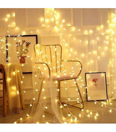 LED лампички за декорация с топки, 10метра, 100 LEDS бели