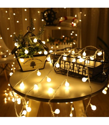 LED лампички за декорация с топки, 10метра, 100 LEDS бели