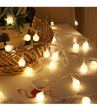 LED лампички за декорация с топки, 10метра, 100 LEDS бели