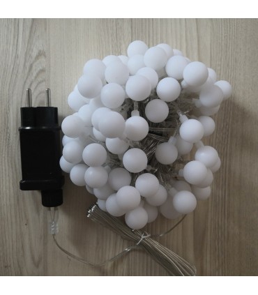 LED лампички за декорация с топки, 10метра, 100 LEDS бели