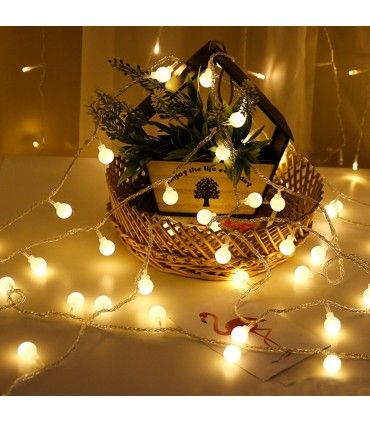 LED лампички за декорация с топки, 10метра, 100 LEDS бели