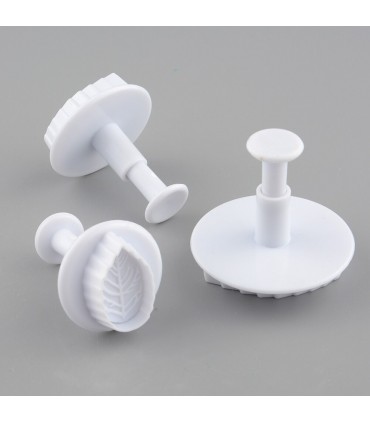 Резци за фондан с бутало, 3 размера листа