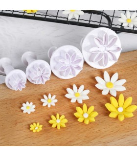 К-т 4бр. резци с бутало, Маргаритки с релеф за фондан