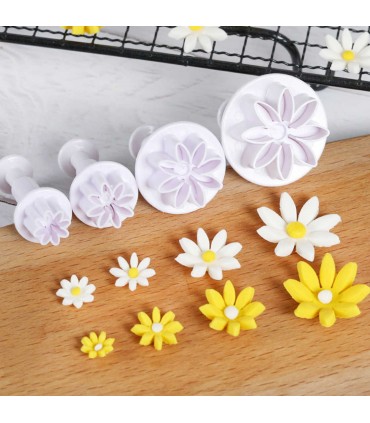 К-т 4бр. резци с бутало, Маргаритки с релеф за фондан
