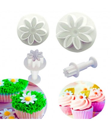 К-т 4бр. резци с бутало, Маргаритки с релеф за фондан