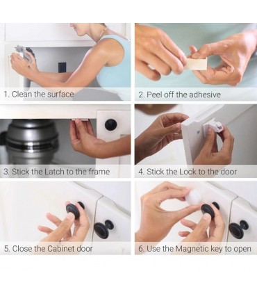 Магнитни предпазители за шкафове и чекмеджета - комплект 4бр. с 1бр. ключ
