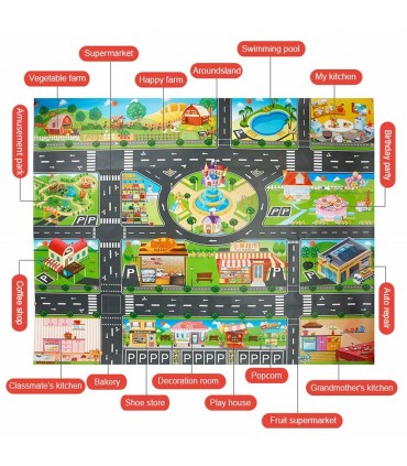 Детска постелка за игра-килим с писта-размери 130х100см - 7 модела