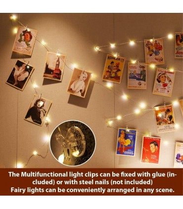 Лампички с щипки, лед гирлянд с 50 щипки, 5 метра