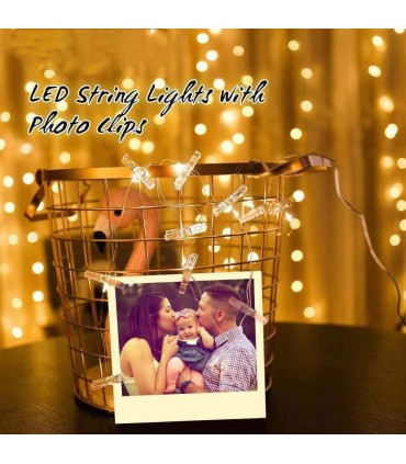 Лампички с щипки, лед гирлянд с 50 щипки, 5 метра