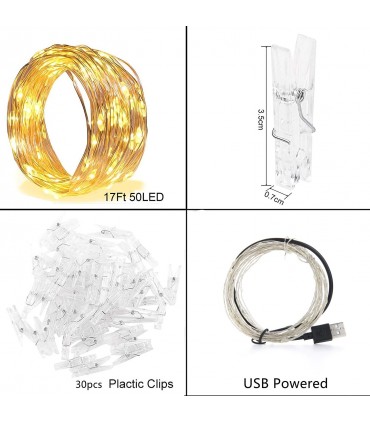 Лампички с щипки, лед гирлянд с 50 щипки, 5 метра