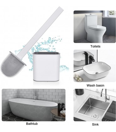 Силиконова четка за почистване на тоалетна чиния със стойка