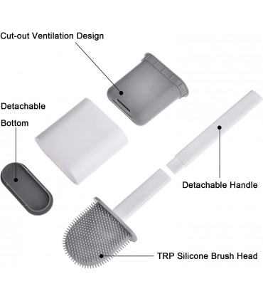Силиконова четка за почистване на тоалетна чиния със стойка