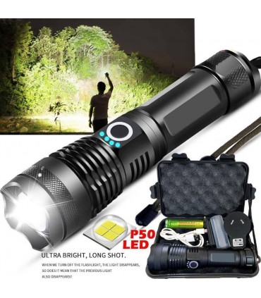 Мощен лед фенер 8000 лумен POLICE, USB, акумулаторен, зуум, водоустойчив