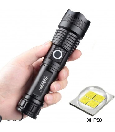 Мощен лед фенер 8000 лумен POLICE, USB, акумулаторен, зуум, водоустойчив