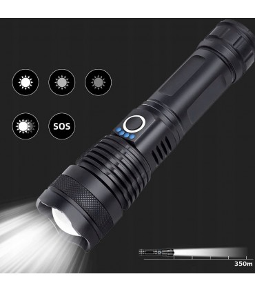 Мощен лед фенер 8000 лумен POLICE, USB, акумулаторен, зуум, водоустойчив