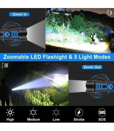 Мощен лед фенер 8000 лумен POLICE, USB, акумулаторен, зуум, водоустойчив