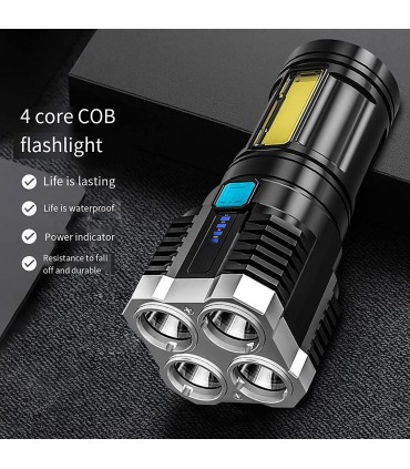 Мощен LED фенер с 4 Диода 1000 лумена