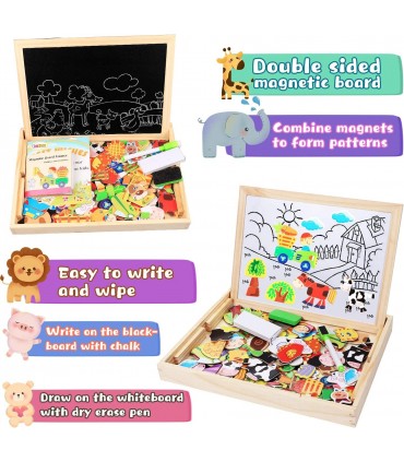 Магнитна дървена дъска с пъзел 3 в 1 Ферма