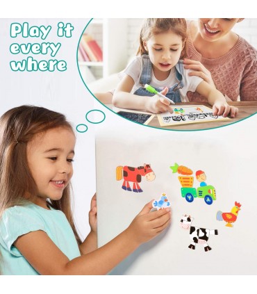 Магнитна дървена дъска с пъзел 3 в 1 Ферма