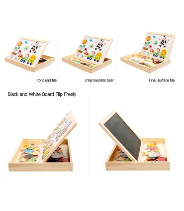 Магнитна дървена дъска с пъзел 3 в 1 Ферма